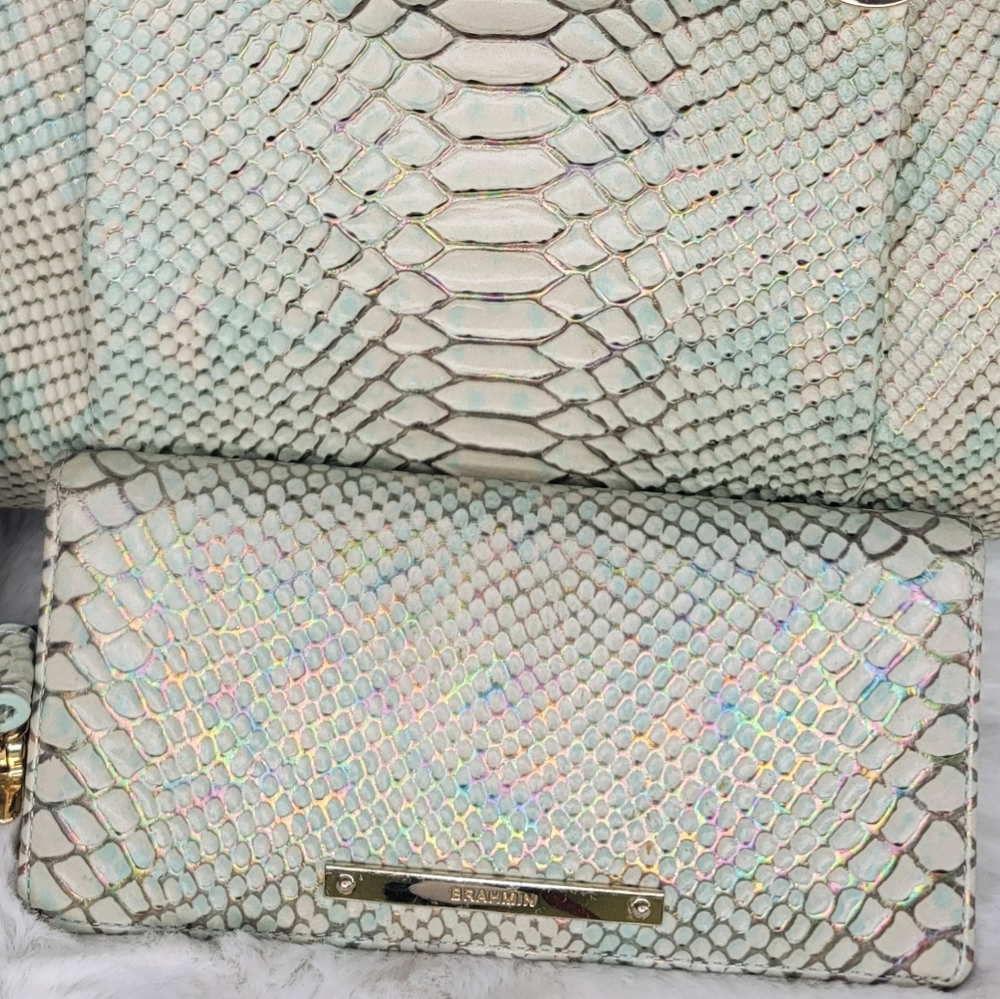 ☆ Brahmin 2 PCS SET Matching Designer Rare Shoulder Bag Purse + Wallet - Picture 13 of 16